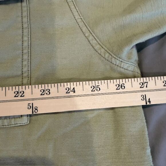 American Eagle Cropped Hooded Military Jacket Green Pockets Washed Out Size XL - Picture 9 of 12